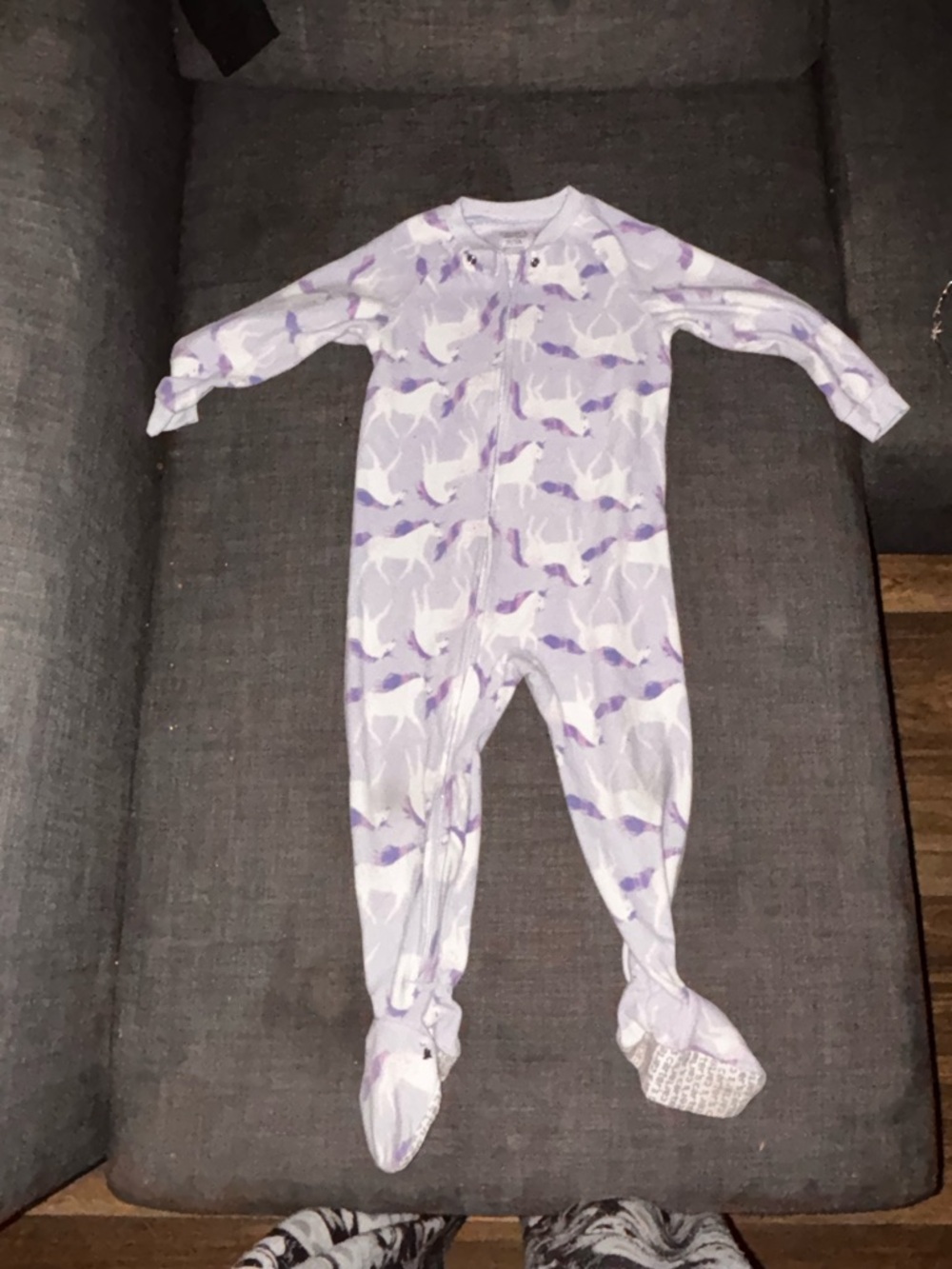 Carter's Lavender and White Unicorn Footed One-Piece